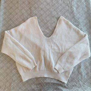 Forever 21 Cream V-Neck Sweater